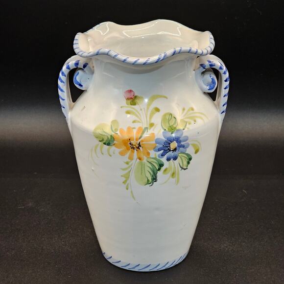 Vintage Italian Majolica Earthenware Vase - Hand Painted & Numbered Italy 7" - Picture 7 of 10
